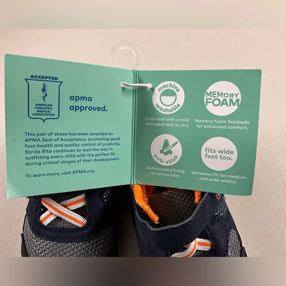 Stride Rite Navy and Orange Baby Shoes